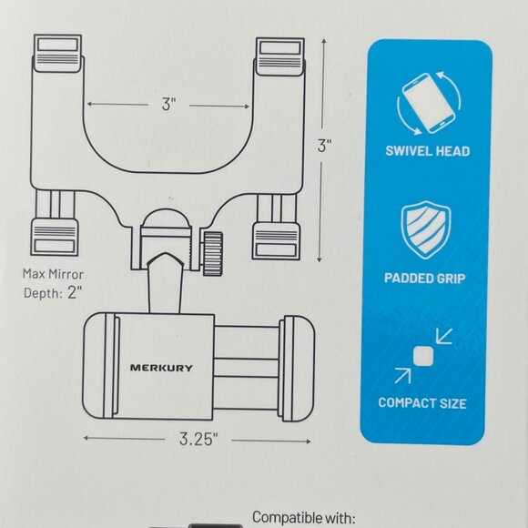 Merkury Car Rearview Mirror Phone Mount - Picture 4 of 6